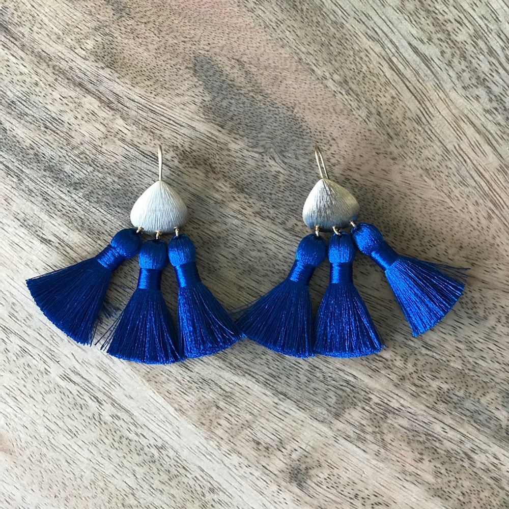 Blue tassel earrings